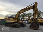 Used Excavator for Sale,Back corner of used Komatsu for Sale,Used Komatsu Excavator in yard for sale